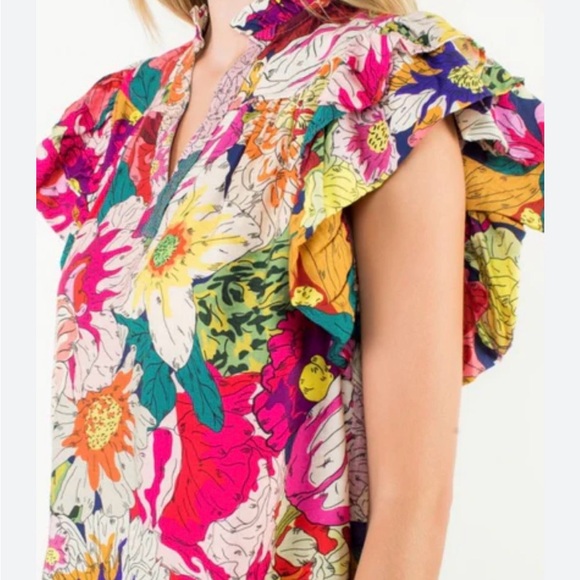 THML MARITZA FLUTTER SLEEVE FLORAL TOP - Picture 2 of 6